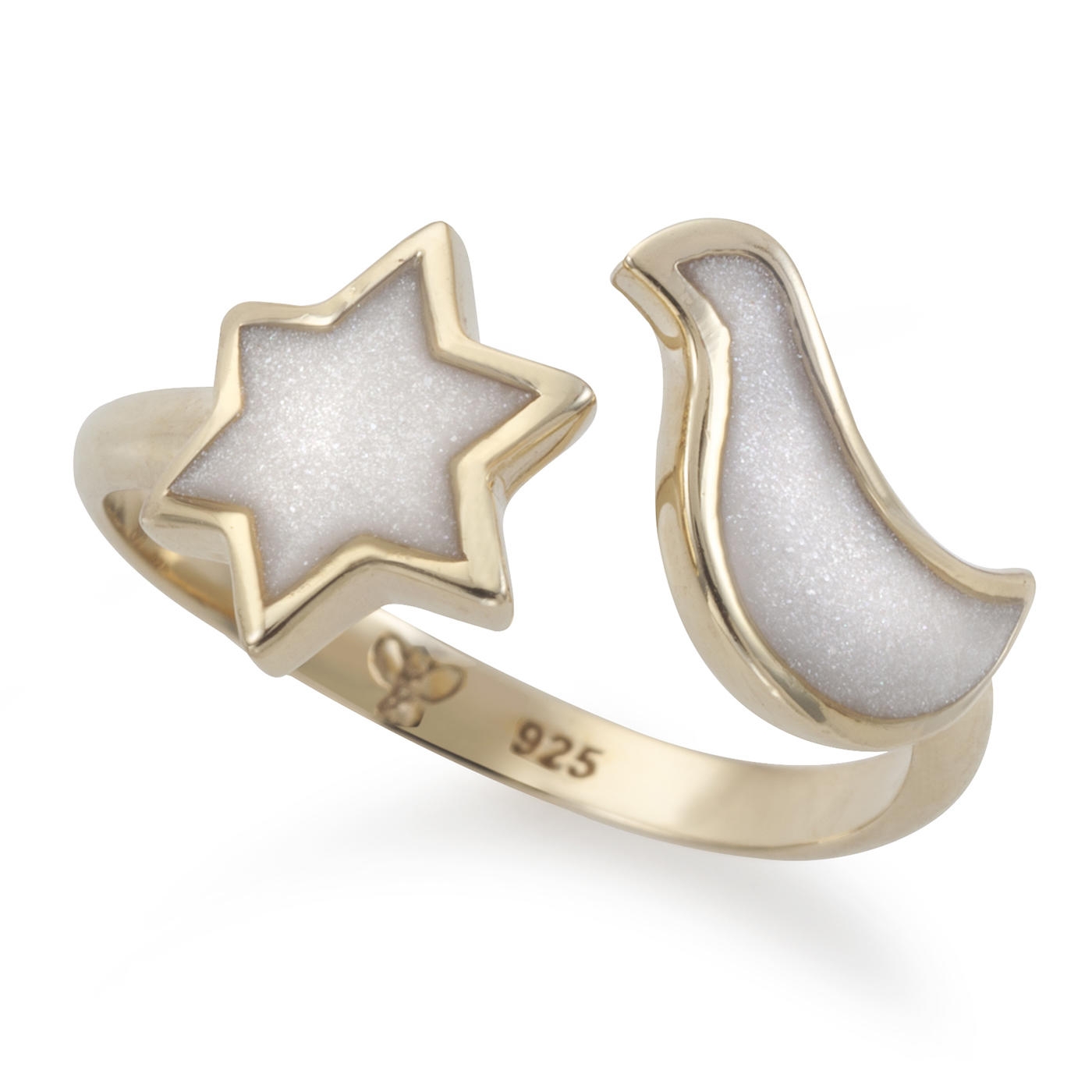 Adina Plastelina Dove and Star of David Gold Plated Adjustable Ring - Variety of Colors - 1