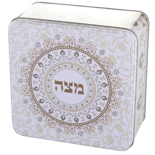 Pale Brown Pomegranate Matzah Box - 1