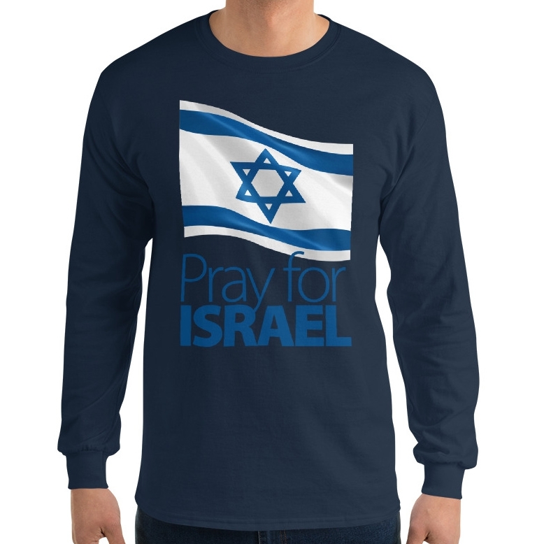 "Pray for Israel" Men’s Long Sleeve Israel Shirt - 1