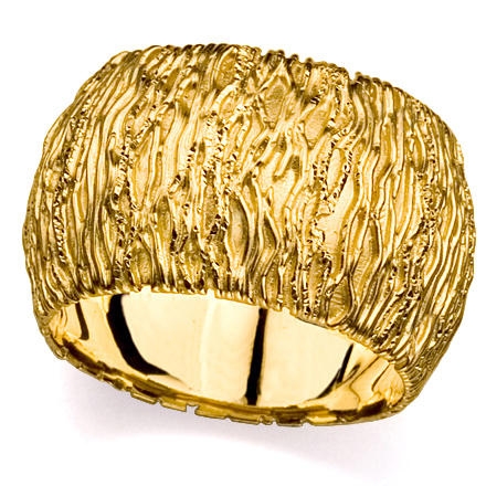 14K Yellow Gold Textured Ring - Squiggles - 1