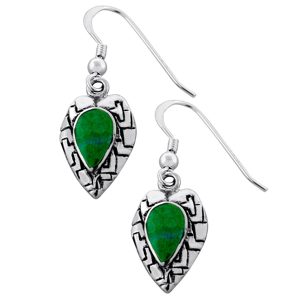 Silver Heart Earrings with Eilat Stone - 1