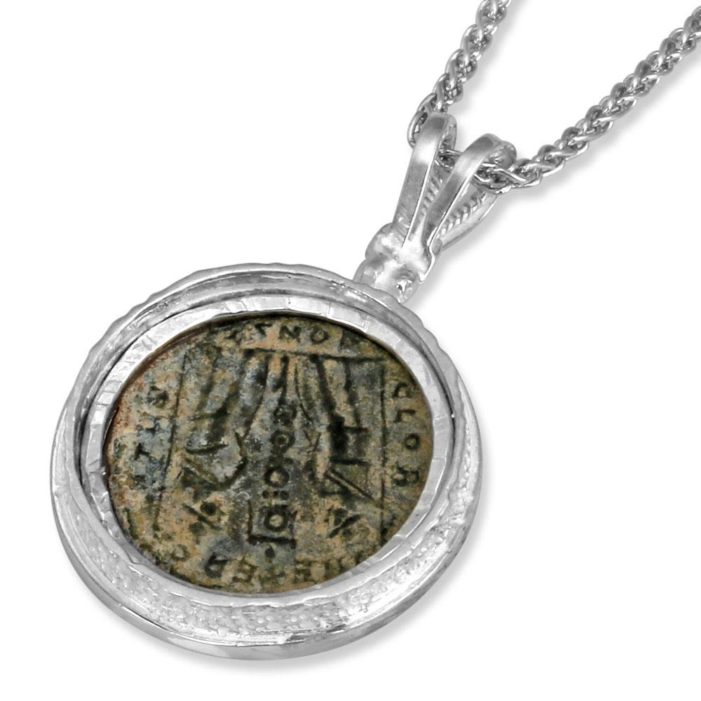 Hammered Sterling Silver Ancient Constantine Coin Necklace - 1