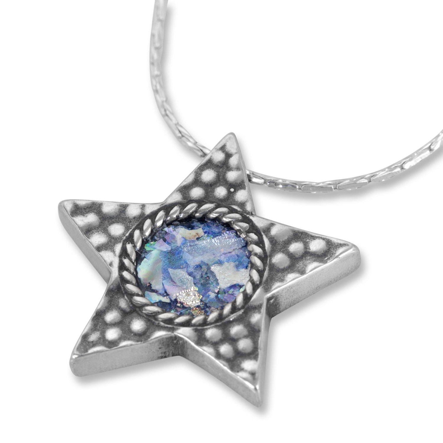 Sterling Silver Roman Glass Starfish Necklace - 1