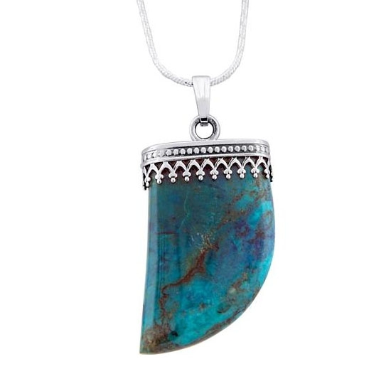 Eilat Stone and Silver Shark Tooth Necklace - 1