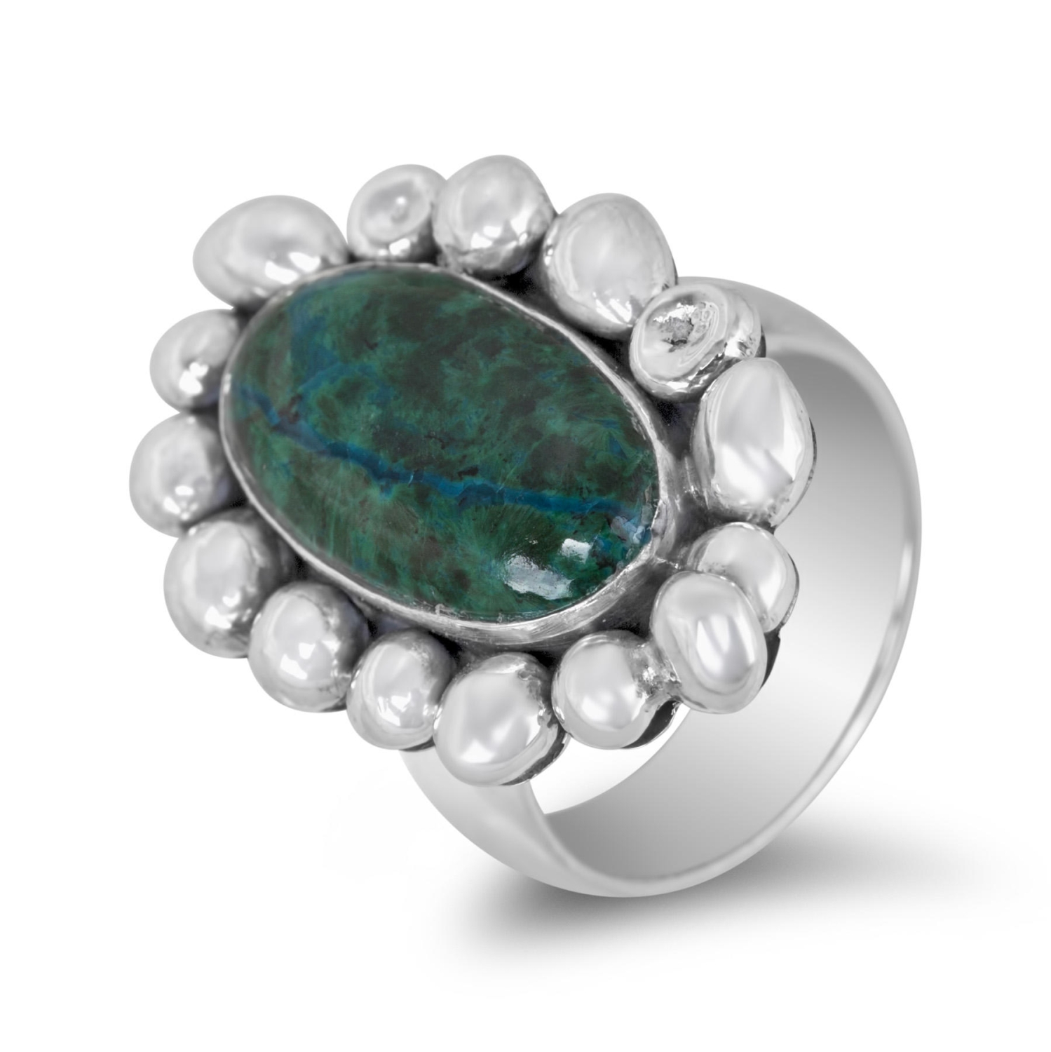 Sterling Silver and Eilat Stone Pebbles Ring - 1