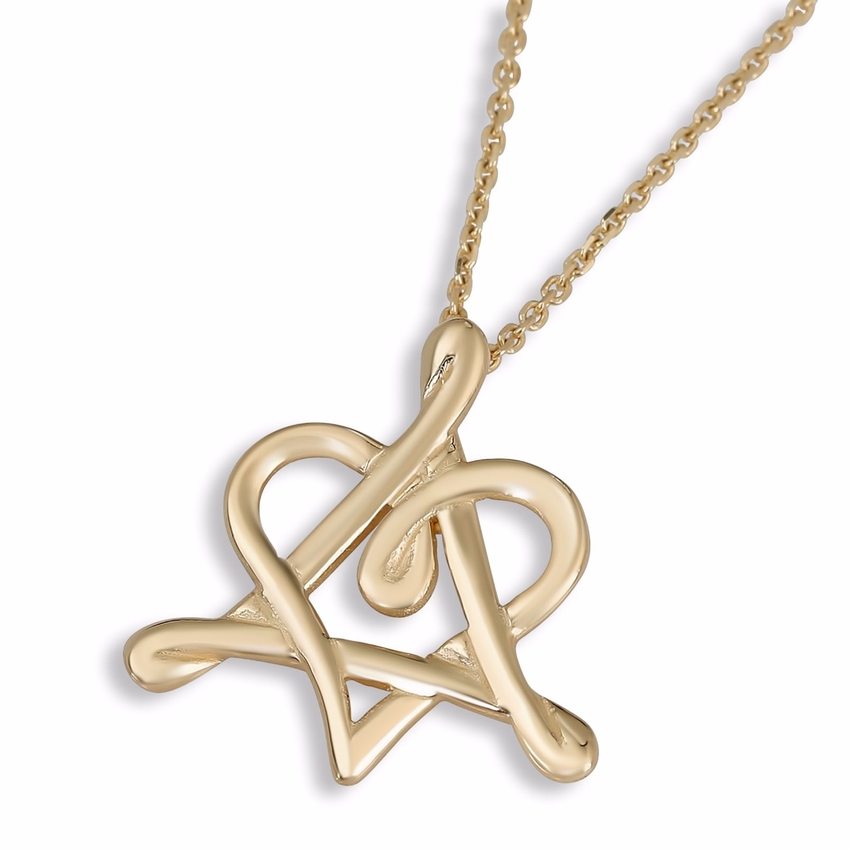 Rafael Jewelry Star of David and Heart 14K Gold Necklace  - 1