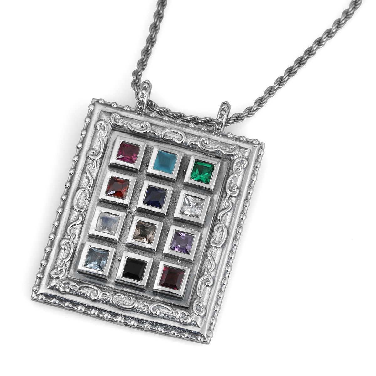 Rafael Jewelry Sterling Silver Filigree Hoshen Necklace - 3