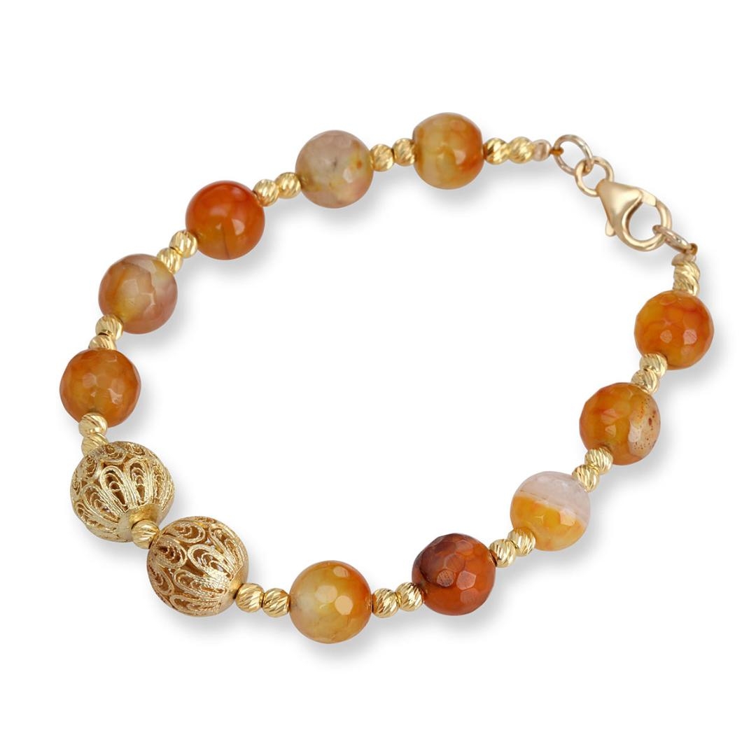 Rafael Jewelry Gold Plated Silver Bracelet with Orange Agate Beads - 1