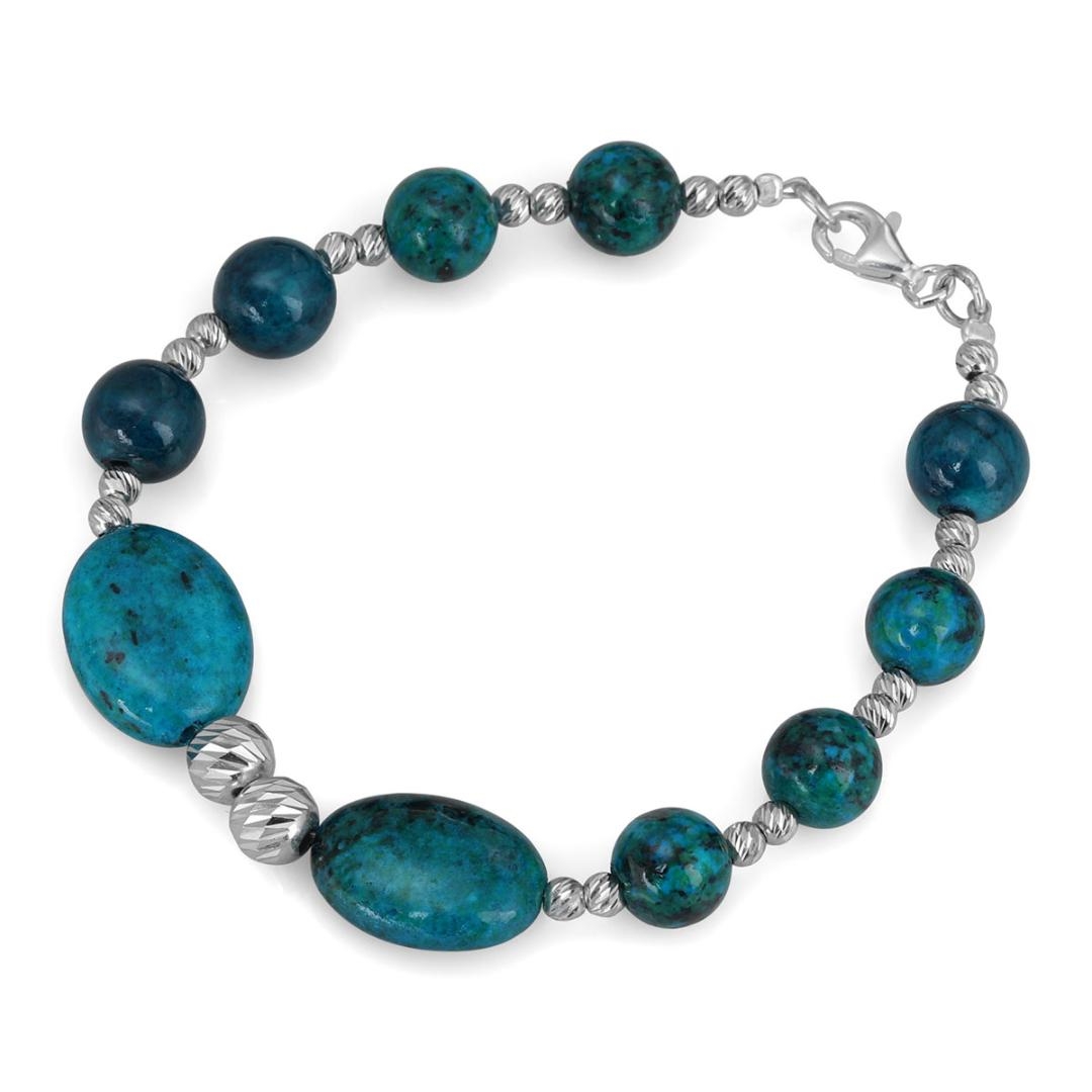 Rafael Jewelry Sterling Silver & Eilat Stone Bracelet – Rhodium Plated - 1