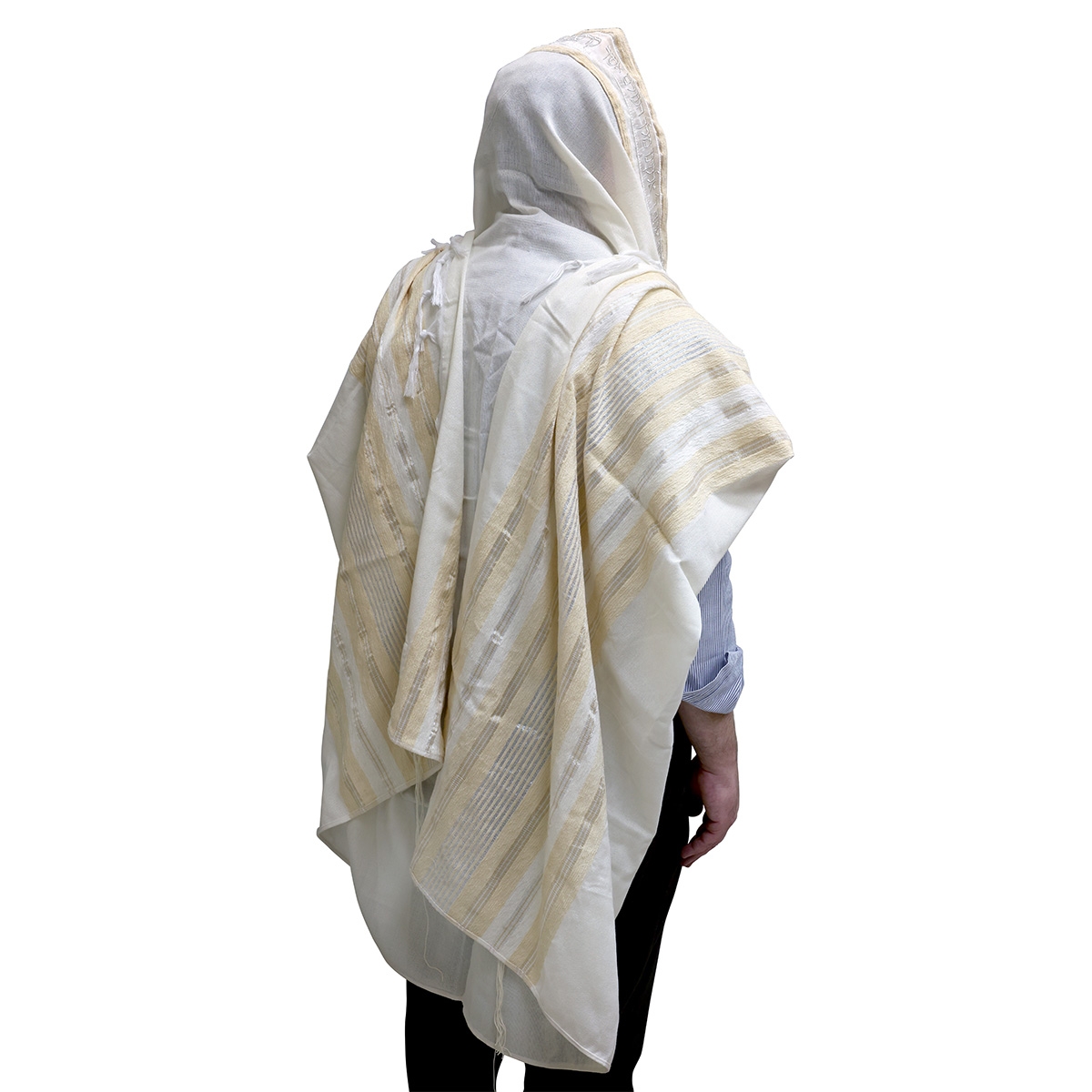 Handwoven Gold Pattern Tallit (Prayer Shawl) Set from Rikmat Elimelech - Non-Slip - 1
