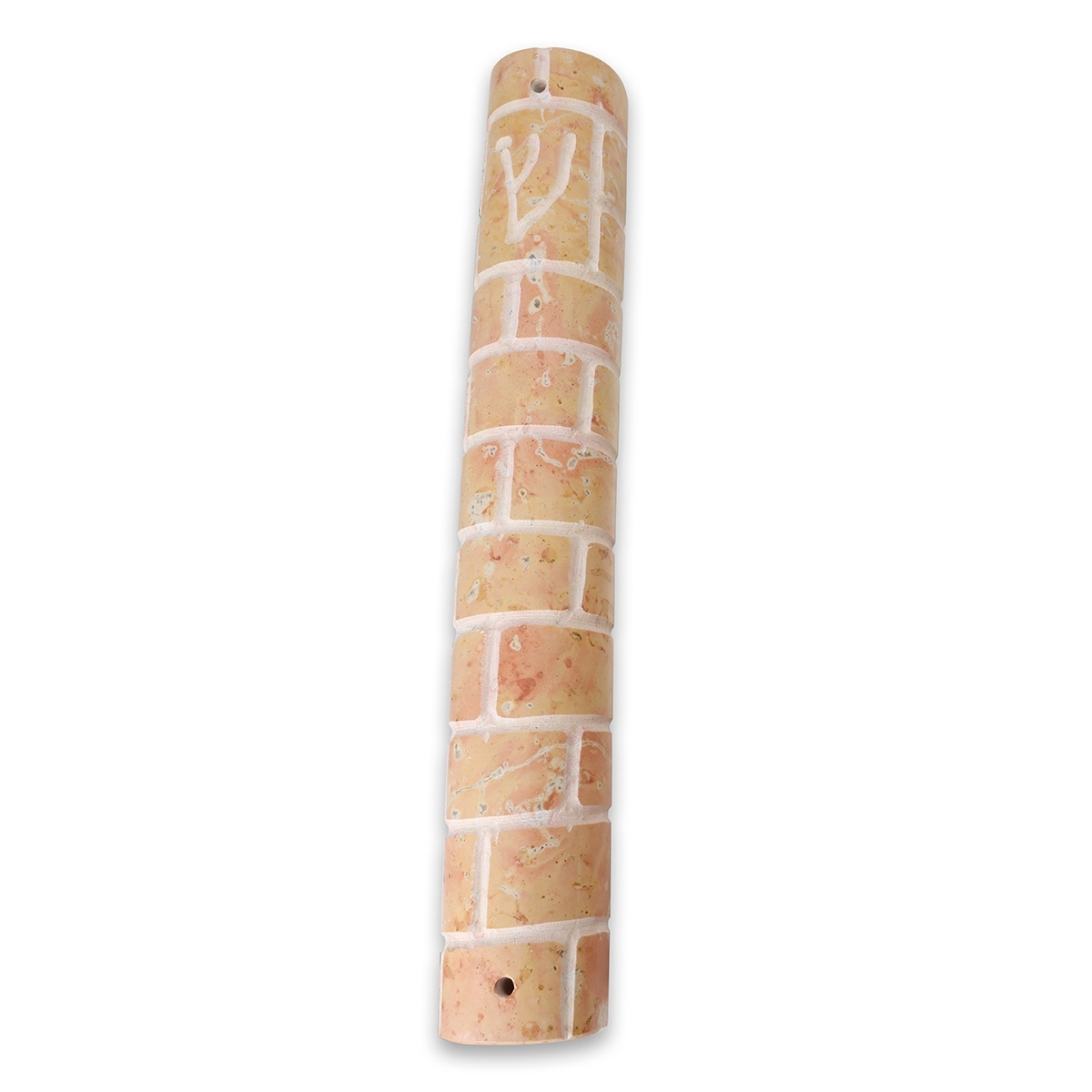 Extra Large Jerusalem Stone Mezuzah Case with Shin and Western Wall Design - Color Option - 1