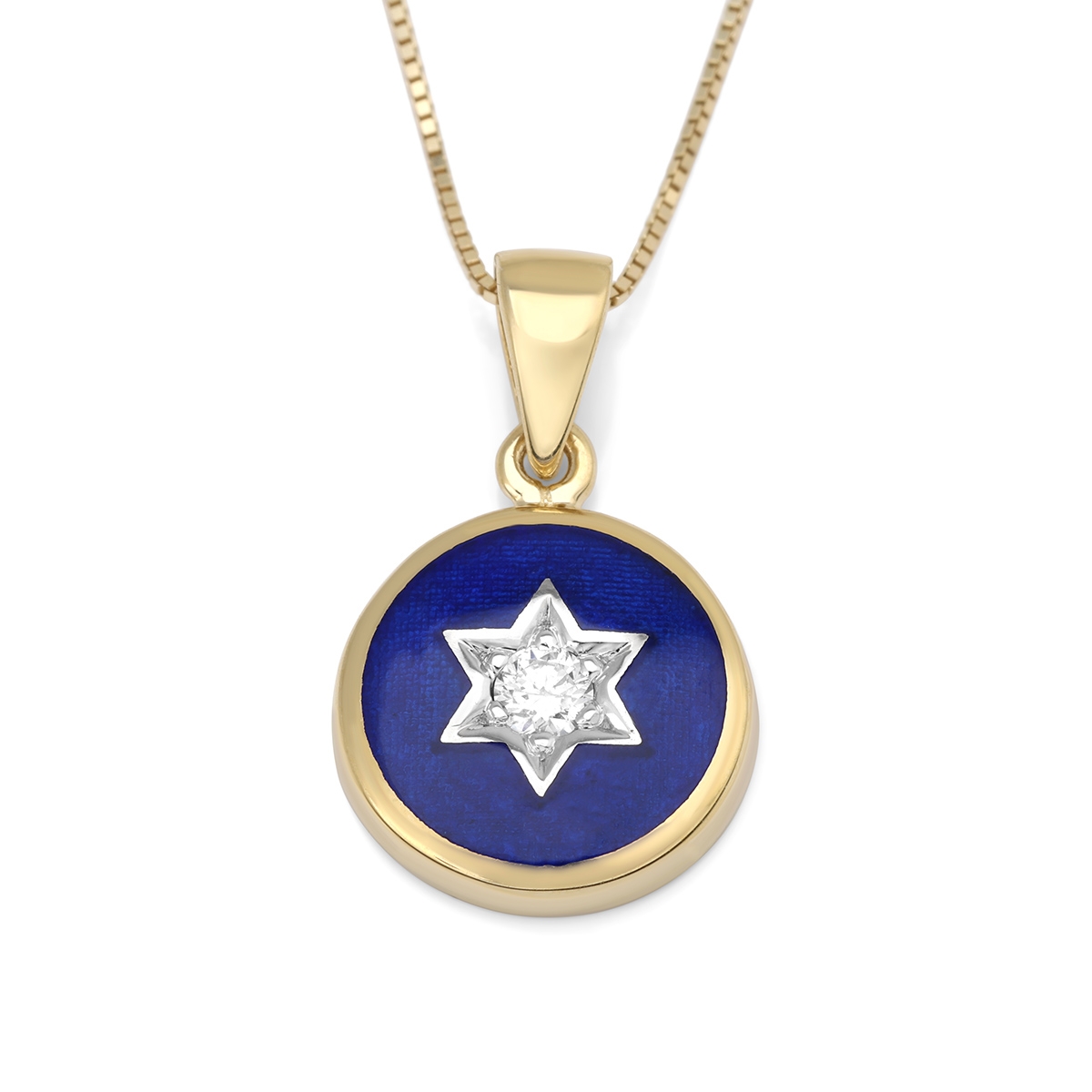 Round Diamond-Accented Star of David 14K Gold Pendant Necklace - 1