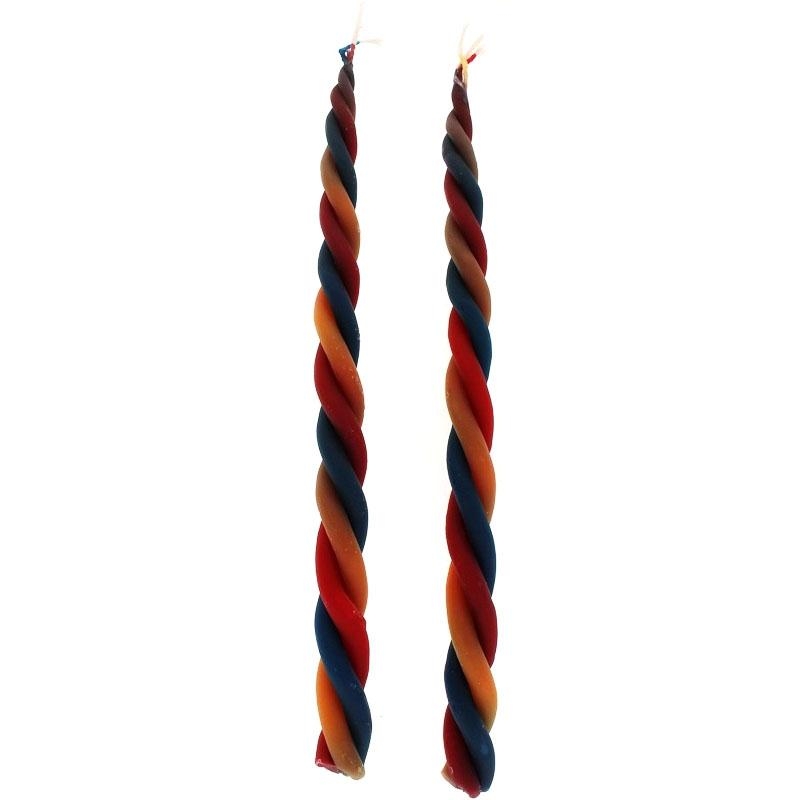 Safed Candles Handmade Beeswax Red and Blue Dripless Havdalah Candles (Set of 2) - 1