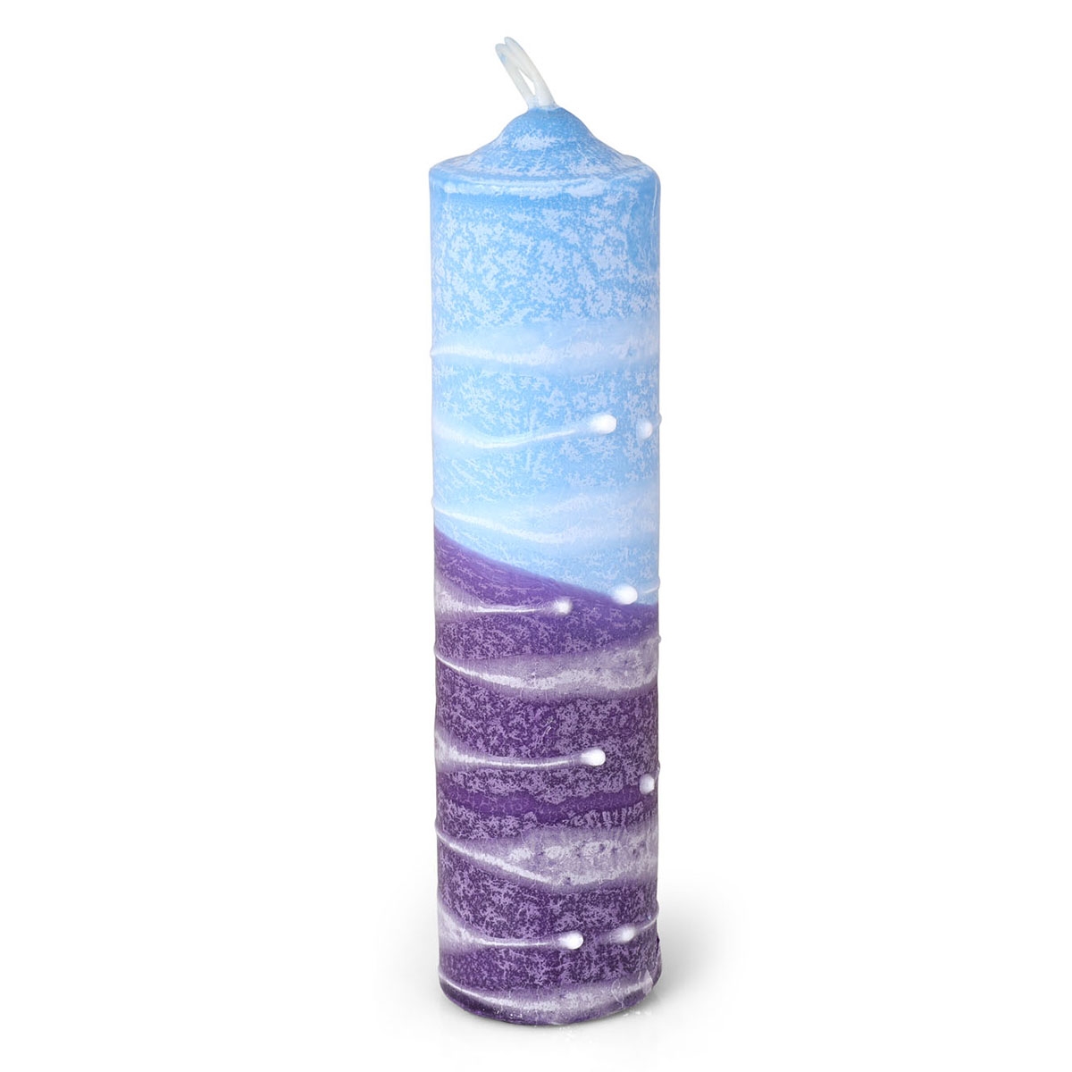 Safed Candles Havdalah Pillar Candle – Blue and Purple  - 1
