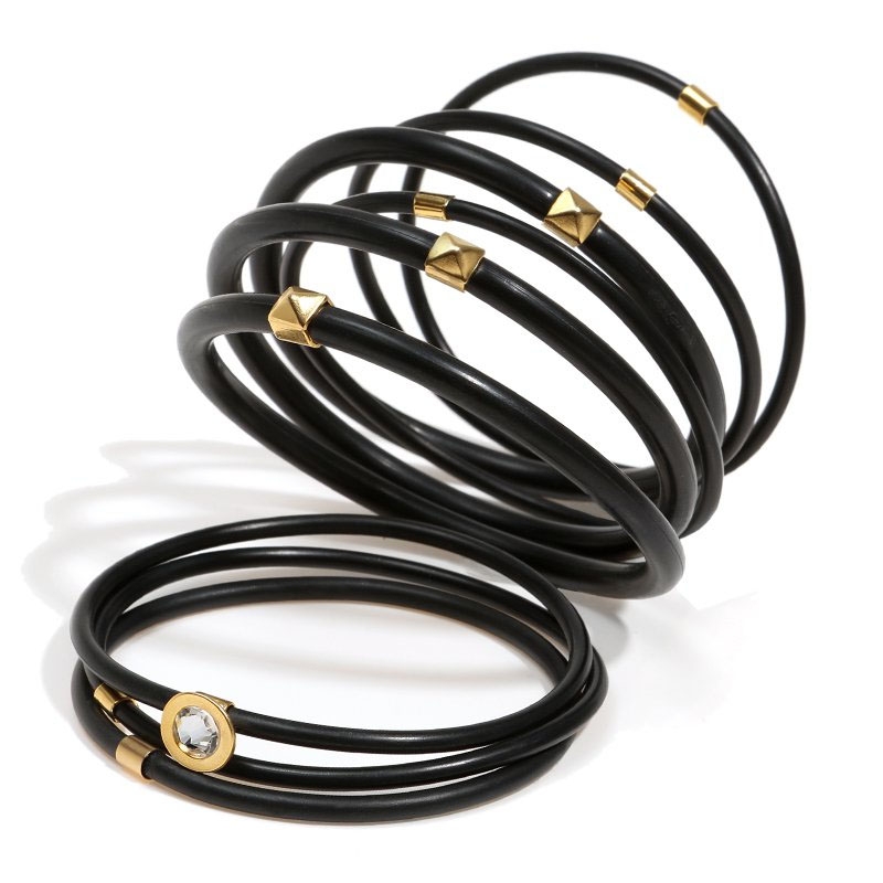 SEA Smadar Eliasaf Silicon and Gold-Plated Studs Bracelet Set - 1