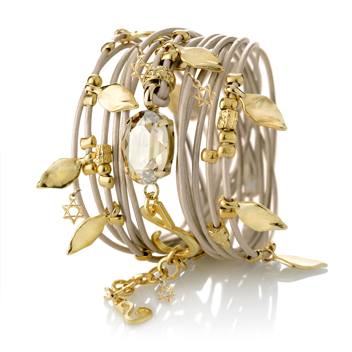 SEA Smadar Eliasaf Leather Wrap Around Bracelet with Gold-Plated Elements - 1