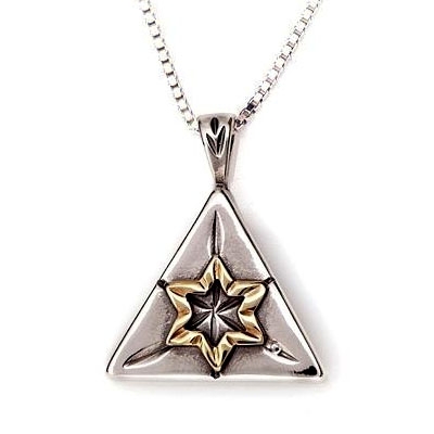 Silver and Gold Star of David Lily Necklace with Microfilm Book of Psalms  - 1