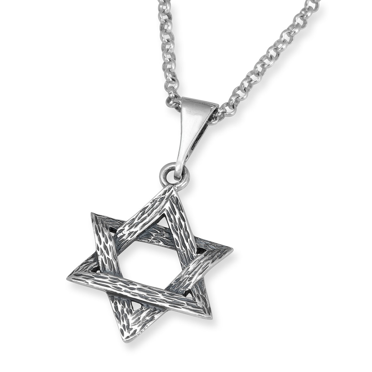 Large Sterling Silver Interlocked Star of David Necklace - 1