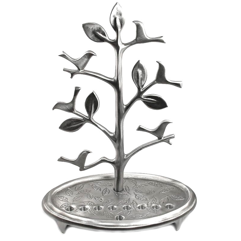 Shraga Landesman Aluminum Hanukkah Menorah - Tree with Birds - 1