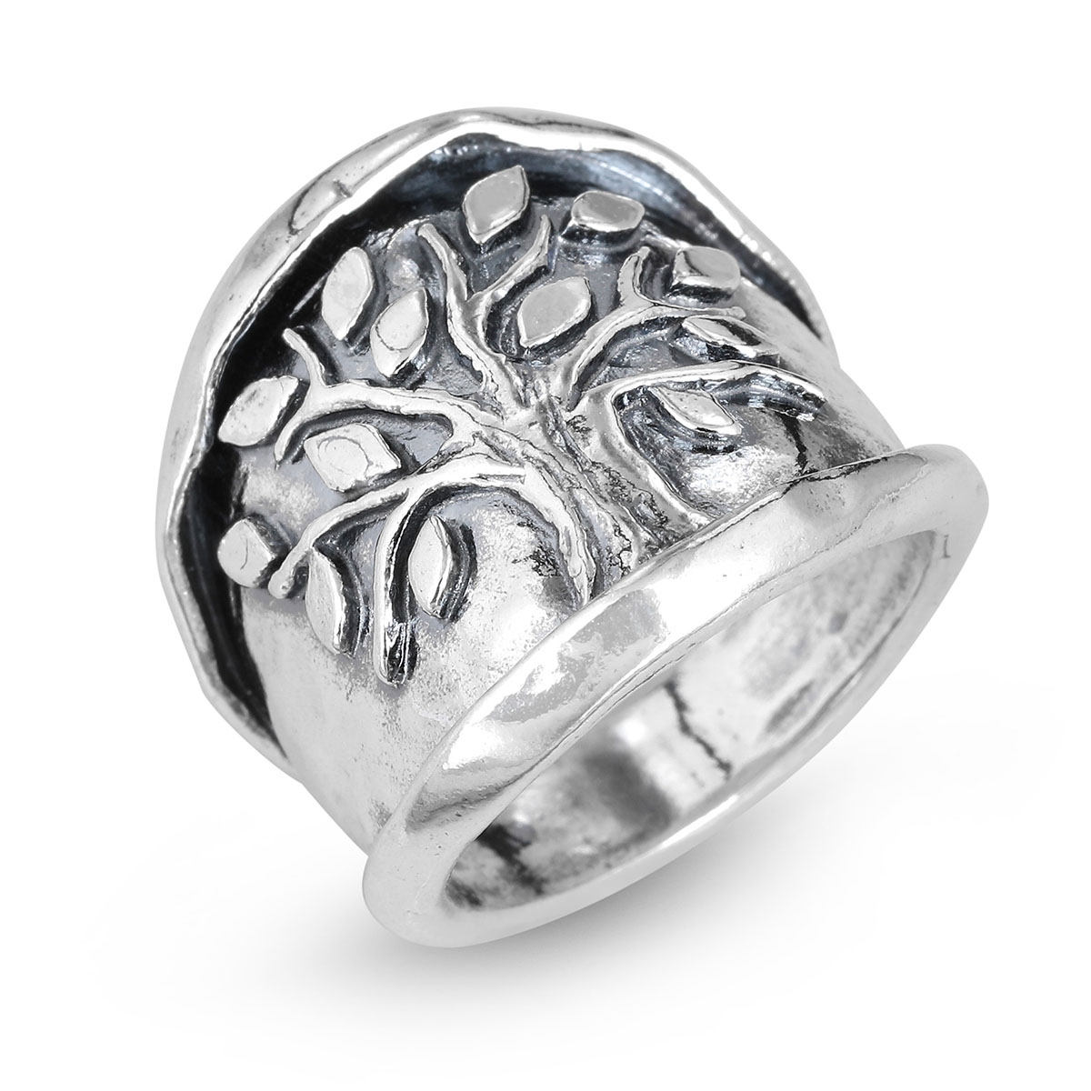 Heavy Sterling Silver Ring With Tree of Life Design - 1