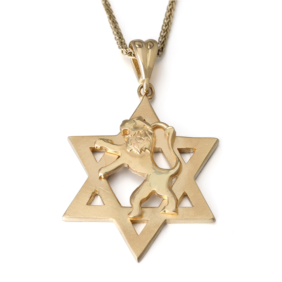 Star of David & Lion of Judah 14K Gold Pendant Necklace - 1