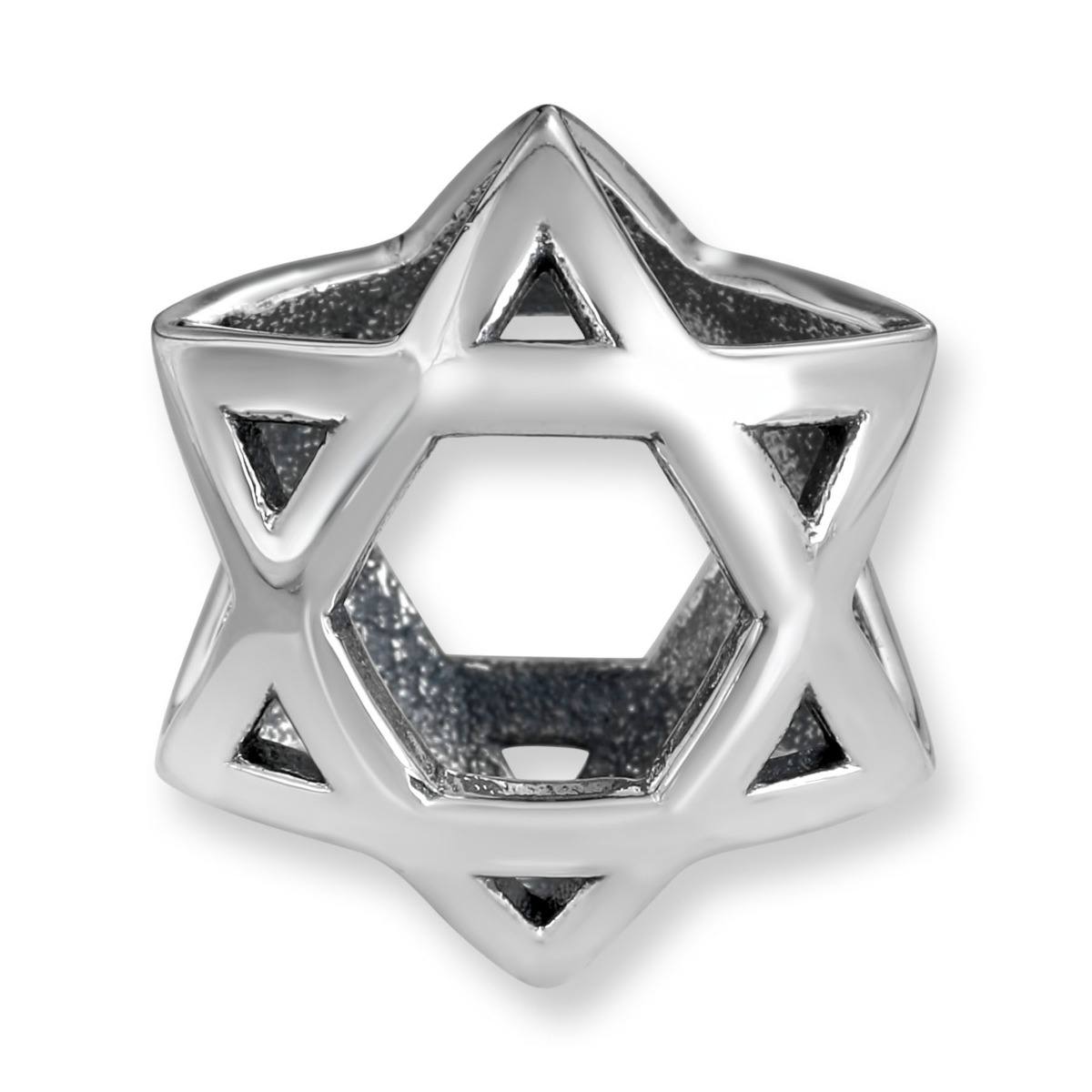 Sterling Silver 3D Star of David Bead Charm - 1