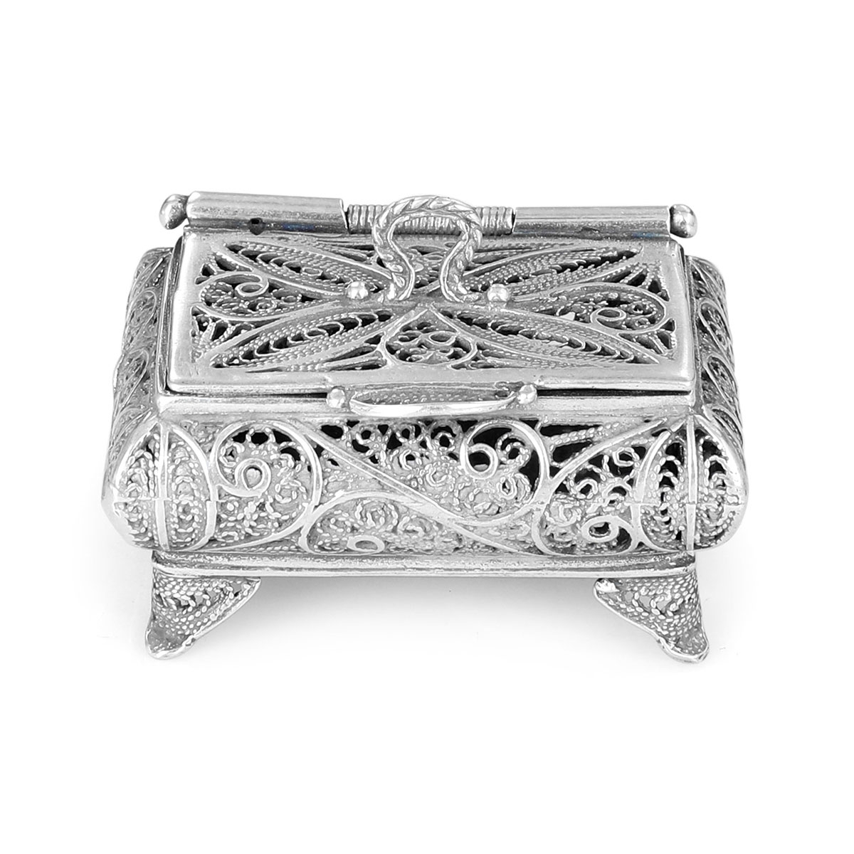 Traditional Yemenite Art Handcrafted Sterling Silver Besamim Spice Box With Filigree Design - 1