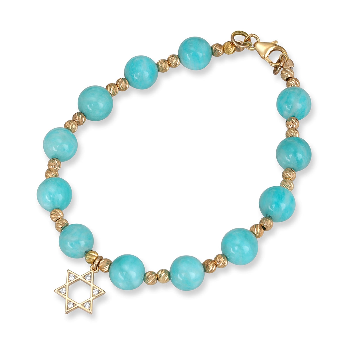 Turquoise Stones Bracelet With Star of David - 1