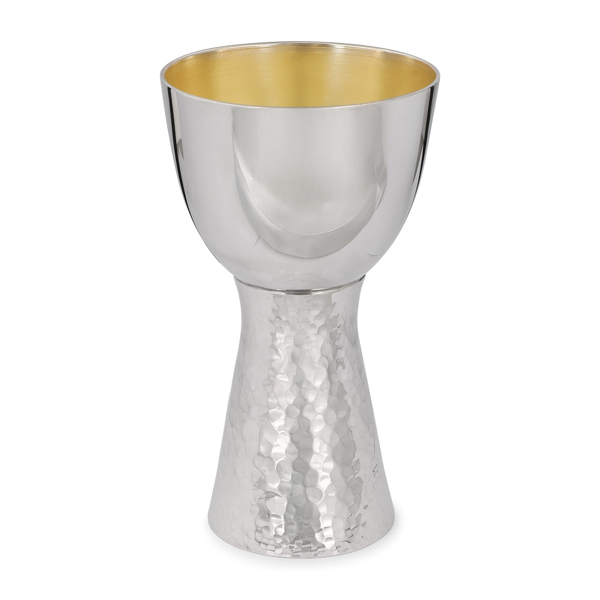 Bier Judaica Luxurious Handcrafted Sterling Silver Kiddush Cup With Two-Textured Finish - 1