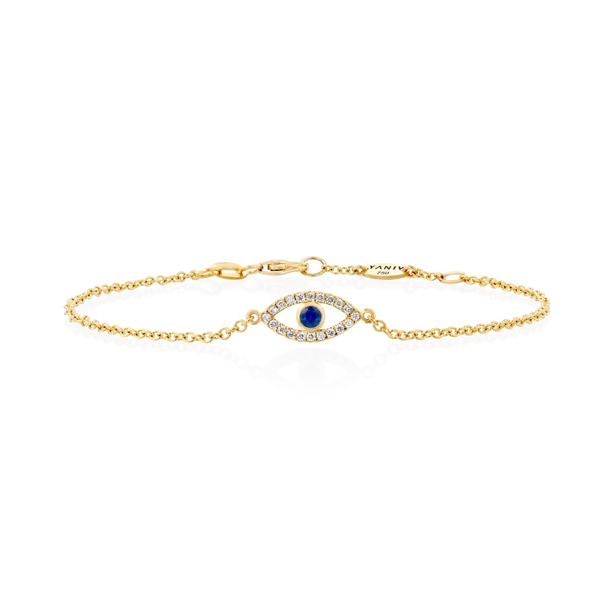 Yaniv Fine Jewelry 18K Gold Evil Eye Bracelet with Diamonds and Sapphire - 1