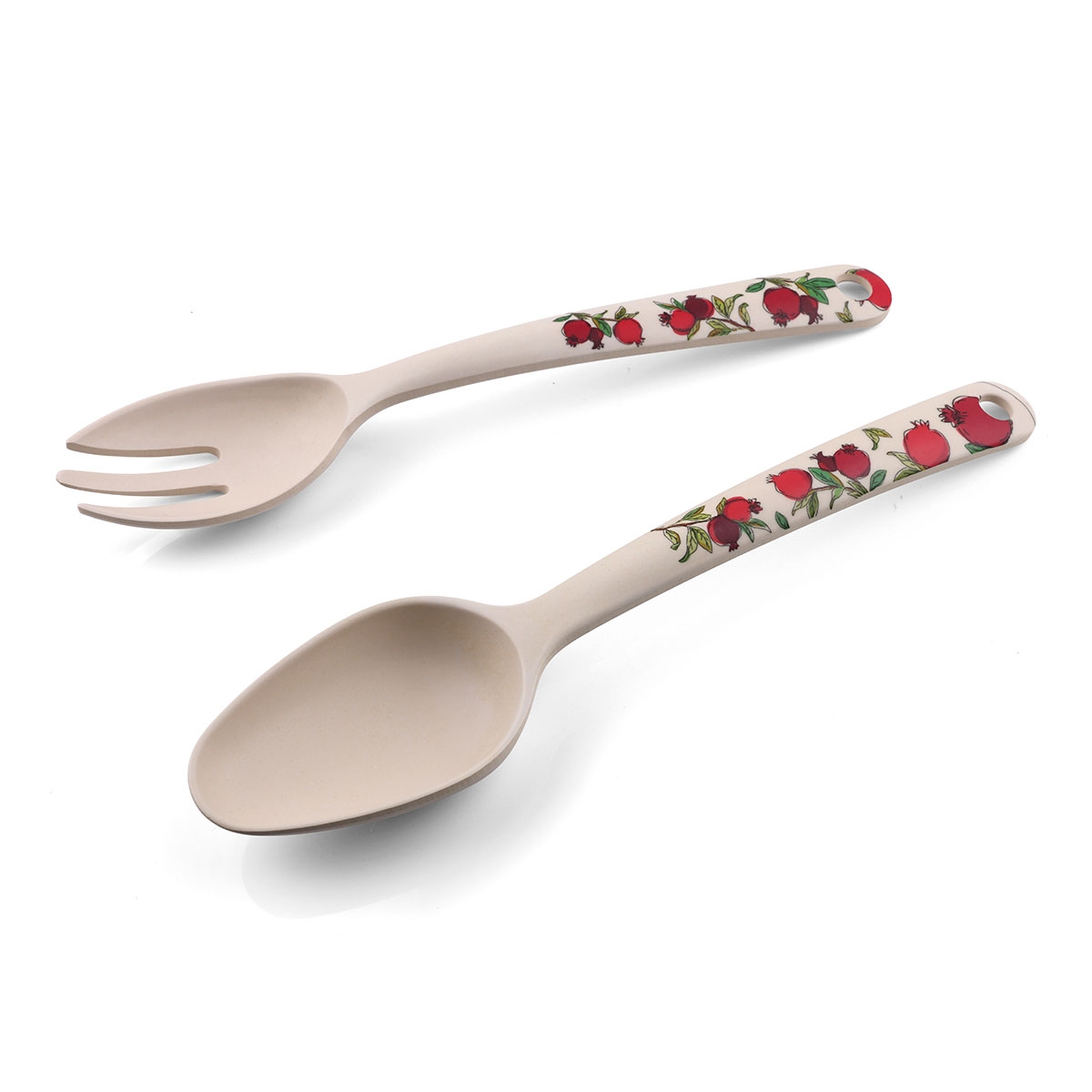 Yair Emanuel Bamboo Pomegranate Serving Spoon Set (2 Pieces) - 1
