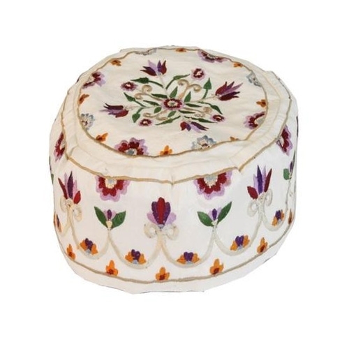 Yair Emanuel Embroidered Hat - Flowers White - 1