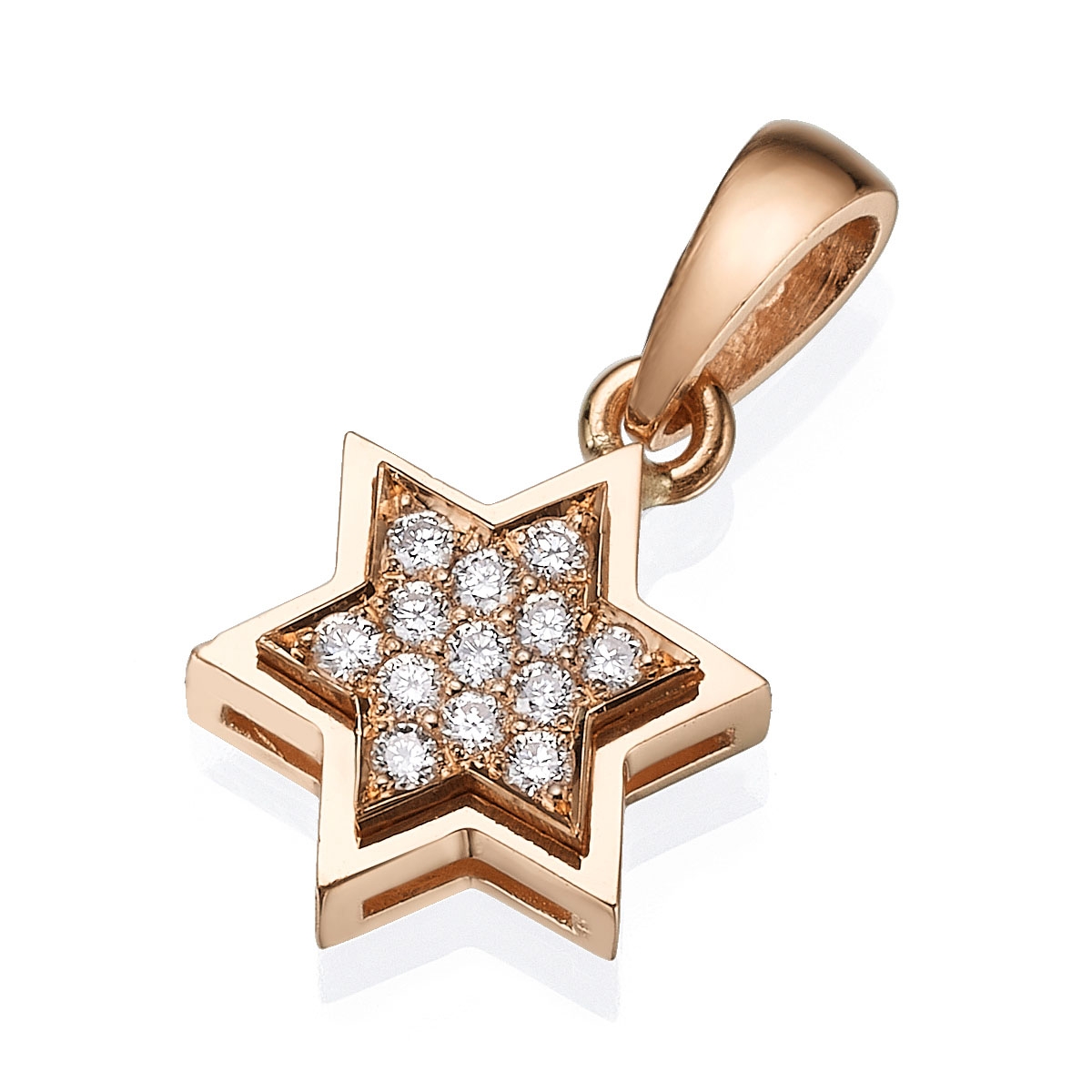Yaniv Fine Jewelry 18K Rose Gold Double Star of David Women's Pendant With Diamonds - 1