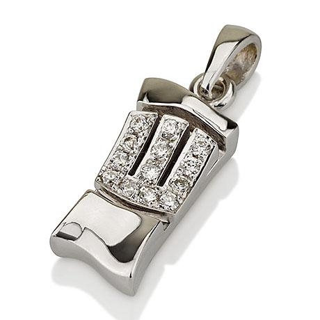 Yaniv Fine Jewelry 18K White Gold Modern Mezuzah Diamond Pendant - 1