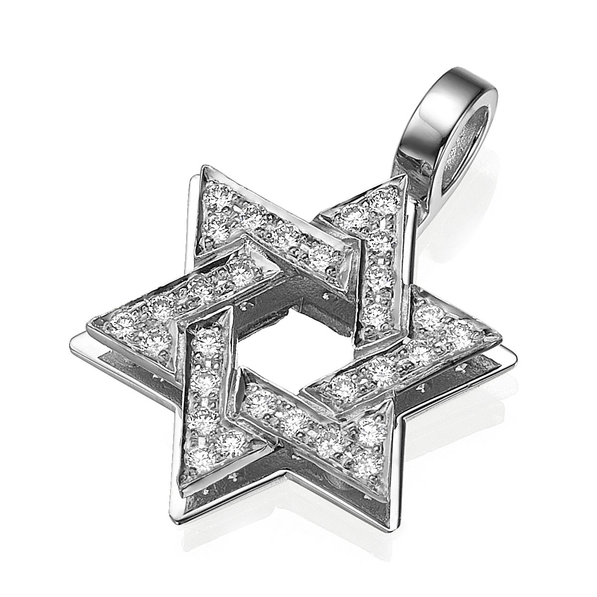 Yaniv Fine Jewelry Diamond-Encrusted 18K White Gold Double Star of David Pendant - 1