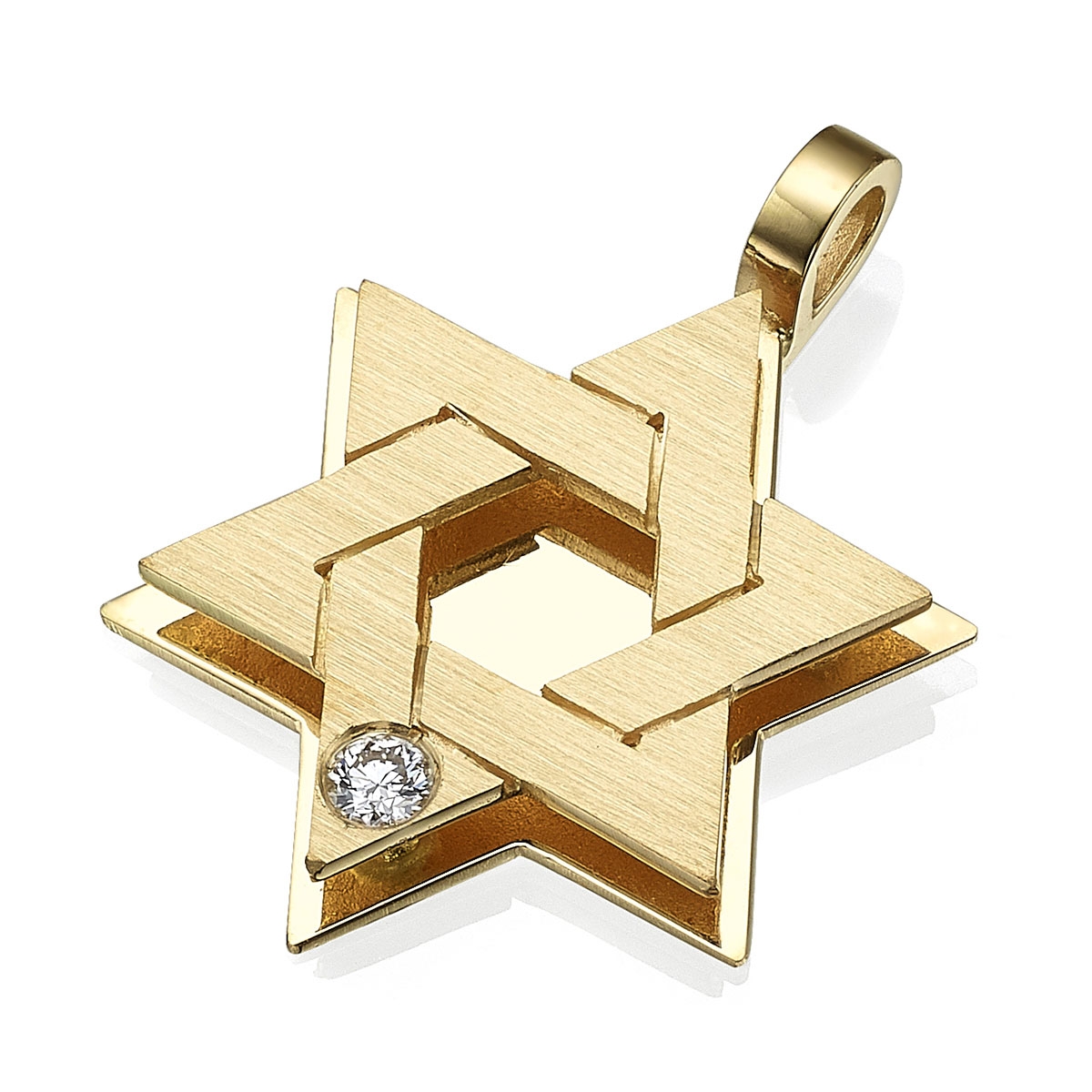 Yaniv Fine Jewelry Large 18K Gold Double Star of David Pendant With Diamond - 1