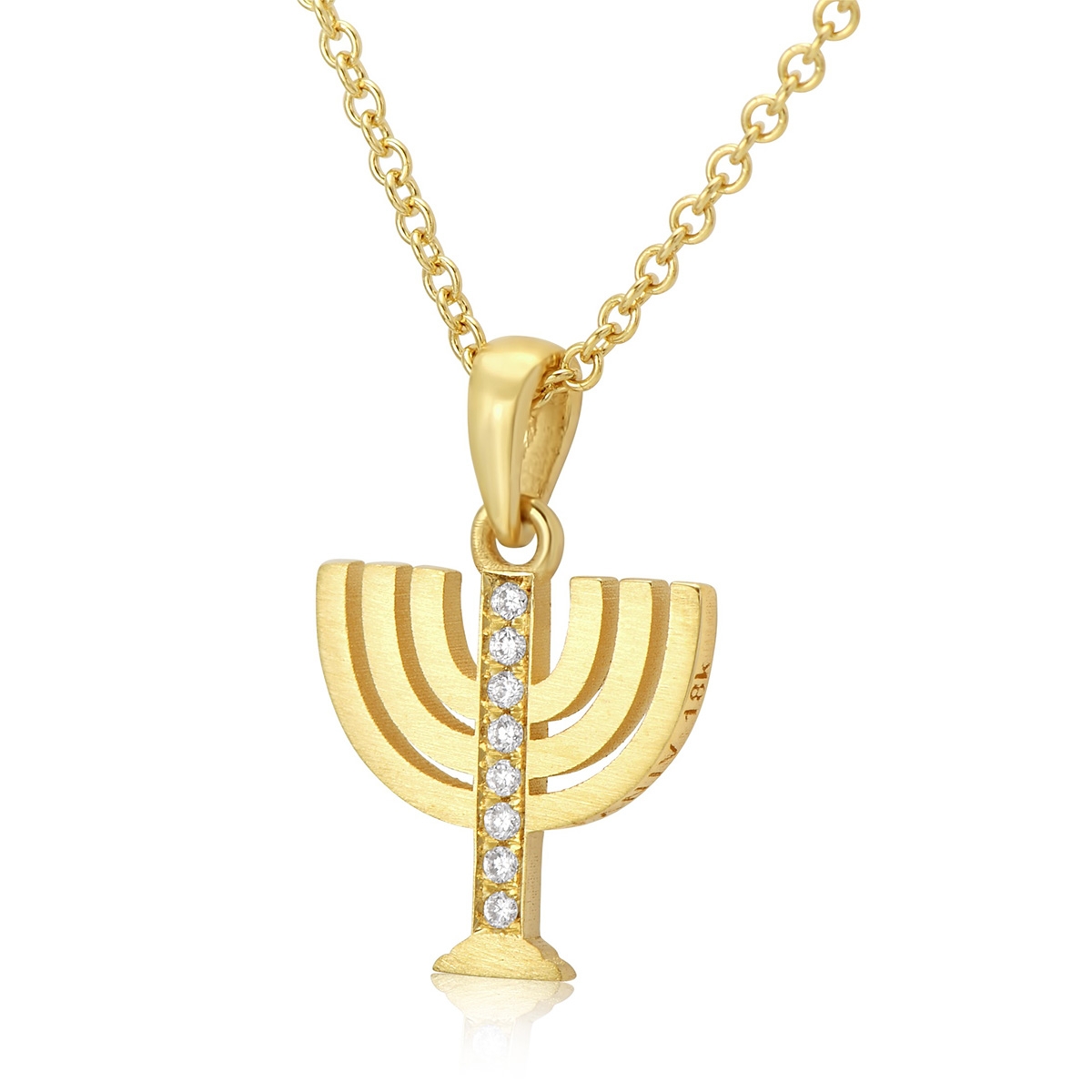 Diamond-Accented 18K Gold Menorah Pendant Necklace By Yaniv Fine Jewelry - 1