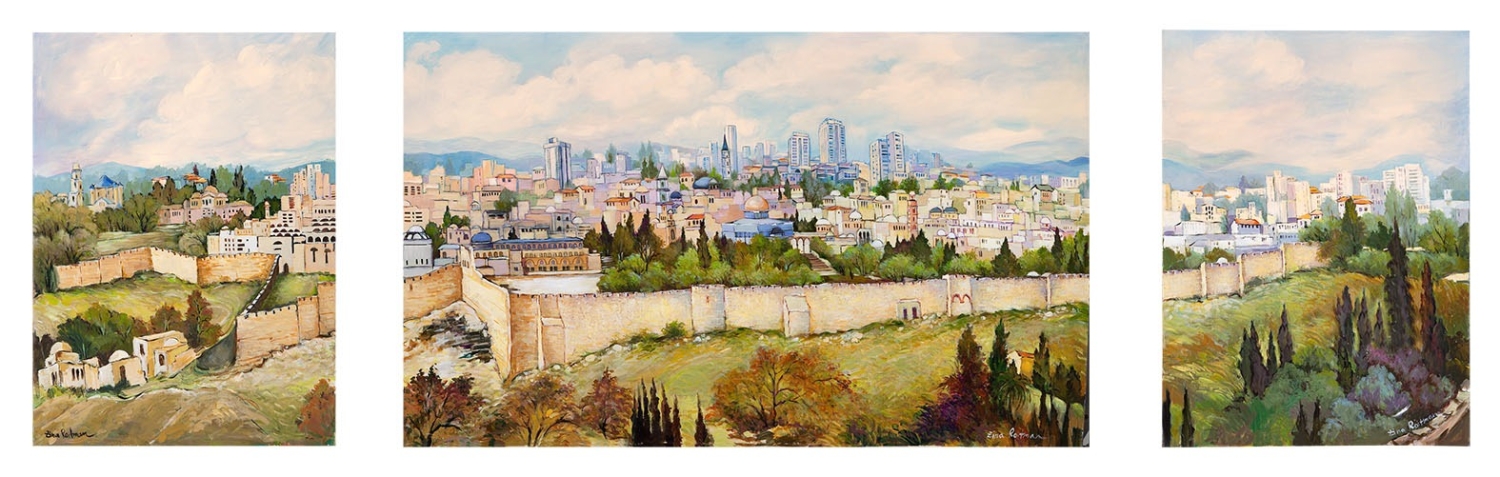 Zina Roitman Triptych Panorama of Jerusalem - 1